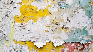 剥落墙皮的多彩墙面