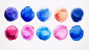 多彩水彩圆形图案展示