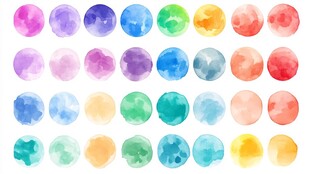 多彩水彩圆形图案素材