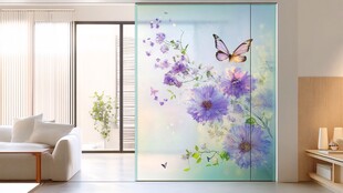 梦幻蝴蝶花卉玻璃装饰画