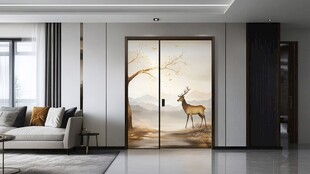 现代客厅中艺术双开门装饰