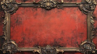 复古华丽红底金色装饰画框