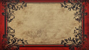 复古红边花纹背景画布