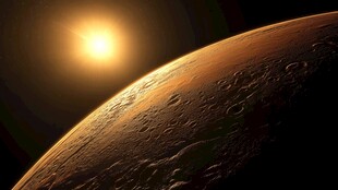 火星与太阳的宇宙景象