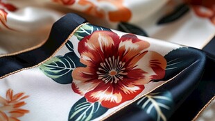 精美花卉图案丝绸方巾