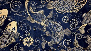 中式金鲤祥云传统图案