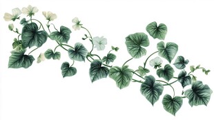 藤蔓绿植花卉清新插画