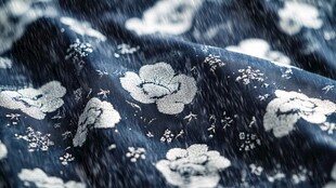 蓝底白花精致布料纹理