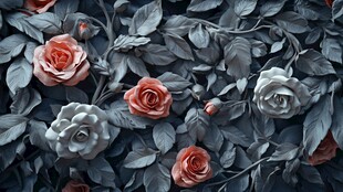 暗调玫瑰与叶的浪漫图景