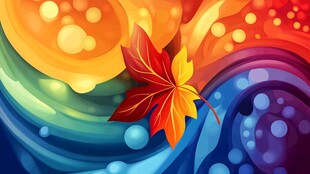 五彩秋叶绘就梦幻背景