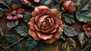 立体木雕花卉艺术作品