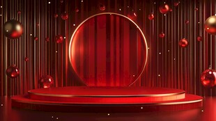 红色舞台展示区场景