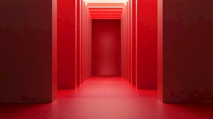 红色深邃通道空间场景