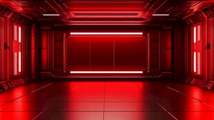 红色科幻风未来感空房间