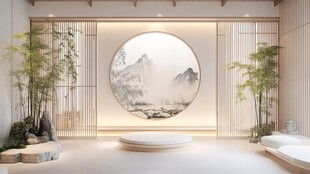 中式禅意茶室室内优雅景致