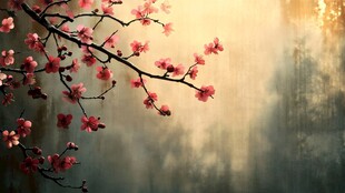 春日桃花绽 光影映枝头