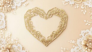 金色心形蕾丝装饰图案