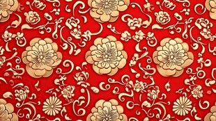 中式红底金花传统花纹图