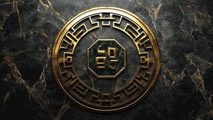 中式复古金色八卦装饰图案