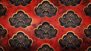 中式传统云纹红色复古图案