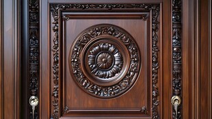 古典雕花木门特写