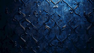 深邃蓝调金属质感花纹背景