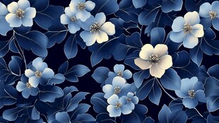 蓝白花卉图案背景设计