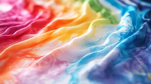 彩虹色褶皱布料纹理特写