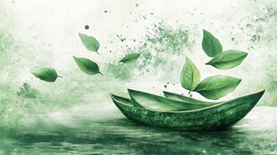 叶舟泛波绿意浓