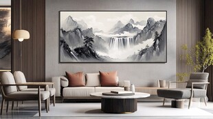 新中式客厅的山水装饰画