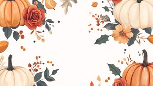 秋日南瓜花卉装饰图案