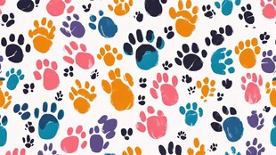 多彩宠物爪印图案背景