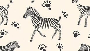 斑马与爪印的可爱图案