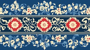 复古蓝色花卉花纹图案