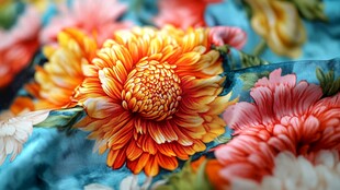 多彩花卉印花布料