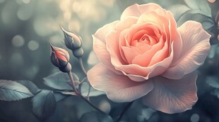 粉艳玫瑰绽放美丽瞬间