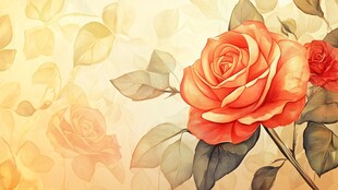 橙红玫瑰与梦幻背景