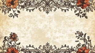 复古花卉边框背景图