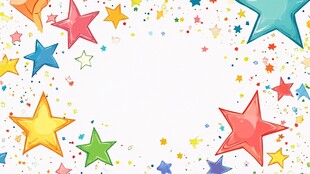 多彩星星环绕的梦幻背景