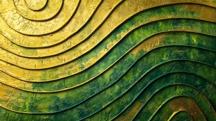 金色绿色波纹纹理背景图