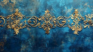 蓝底金色华丽花纹装饰