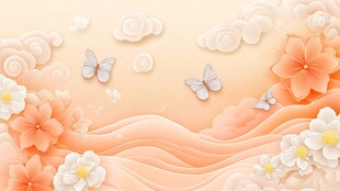 梦幻纸艺花卉蝴蝶风景图