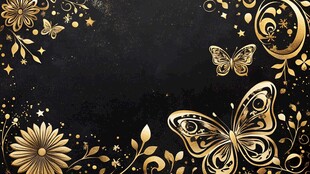 黑金花卉蝴蝶奢华背景图