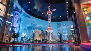 上海夜景东方明珠璀璨夺目