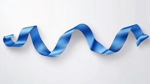 蓝色波浪形丝带