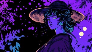 神秘紫调下的复古风女子