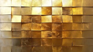 金色方块墙面纹理特写
