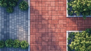 砖砌庭院景观及绿植组合