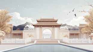 中式古风庭院建筑景观