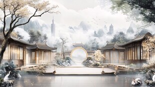 中式庭院山水诗意景致